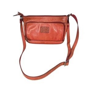 Fossil Coral Orange‎ Genuine Leather Crossbody Bag ZB2838 Adjustable Strap